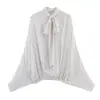Camisa de Lunares con Lazo Estilo Europeo y Americano Transfronterizo 2025 Nueva Moda 5289161 + Falda Larga de Lunares 5289043