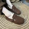Zapatos de Mujer de Lana Nuevos Invierno 2024 Platinum Disi Piel Genuina BO Ken Zapatos Casuales Moda Coreana Cálidos Feos Lindos