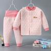 Conjunto de Ropa Interior Térmica de Tres Capas para Bebés y Niños Pequeños Cintura Alta Engrosada Ropa de Otoño para Niño y Niña Pantalones de Otoño Pijama de Otoño e Invierno para Bebé