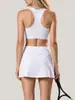 Conjunto de Top sin Mangas Racerback y Falda Corta de Yoga y Fitness Europeo y Americano Transfronterizo Amazon Deportes al Aire Libre Running Ciclismo Conjunto de Tres Piezas
