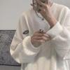 Moletom Waffled Masculino 2022 Nova Primavera e Outono Roupas de Casal Gola Redonda Meninos Primavera Branco Top Niche Jaqueta