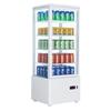 Balcão refrigerado de vidro de quatro lados para atacado, refrigerador transparente para bebidas, bolo, sobremesa, balcão refrigerado de exposição, freezer vertical