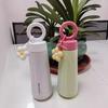 Vaso Termo de Acero Inoxidable para Niñas de Aspecto Elegante y Simple con Asa de Pétalo, Grueso, al Vacío, Portátil para Viaje al Aire Libre