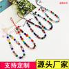 Nuevo cordón para teléfono móvil de cuentas de cristal coloridas, cadena de moda, colgante corto colorido, pulsera para mujer, disco U anti-pérdida, nuevo