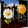 Adesivos de Desenho Rosto Sorridente com Flores para Lojas de Chá com Leite, Adesivos Anti-Colisão para Portas de Jardim de Infância, Adesivos Decorativos, Adesivos Eletrostáticos para Vidro