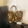 Bolsa de nuvem plissada francesa para mulheres 2024 Nova moda Bolsa de couro macio Cesta de vegetais Versátil Bolsa de ombro único Bolsa transversal da moda