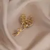 Broche de Tulipán Verde Lujo Ligero de Alta Gama Corsage de Pedrería Fina para Mujer Accesorios Elegantes para Traje