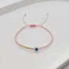 Pulseira Trançada MIiyuki de Miçangas de Arroz Olhos Azuis Esmaltados Coloridos Estilo Étnico Europeu e Americano da Moda para Mulheres