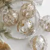 Nuevo Producto 8cm Plástico Transparente Polvo Pegajoso Polvo Dorado Bola Colgante Colgante para Árbol de Navidad Decoración Colgante Accesorios Accesorios en Stock