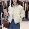 Chaqueta Corta de Algodón Acolchada de Diamantes Estilo Coreano Otoño/Invierno 2026 para Mujer, Holgada, Cuello Alto, Cremallera, Cárdigan, Informal, Versátil, Ropa Exterior Adelgazante