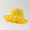 Popular Transfronterizo Amazon Sombrero de Pescador de Punto con Volantes Sombrero de Perlas Tejido a Crochet Hecho a Mano Sombrero de Lana de Colores con Volantes