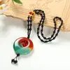 Cadena para Suéter de Ágata de Colores, Hebilla de Paz de Ágata Roja, Collar de Círculos Concentricos, Colgante de Moda con Hebilla Excéntrica