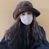 Sombrero de Pescador Retro de Lana Japonés para Mujer Otoño e Invierno 2025 Nuevo Simple Versátil Sombrero de Cubo Protector Solar