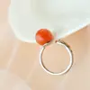 Nafuge joyería de plata al por mayor anillo de plata de ley 925 con incrustaciones de ágata roja del sur natural anillo de plata abierto retro para mujer