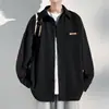 Primavera 2025 Nuevo Estilo Coreano de Gama Alta Camisa de Manga Larga con Drapeado y Etiqueta para Hombre de Seda de Hielo Moda Camisa Abrigo Top