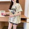 Camiseta de Manga Curta com Design Tie-Dye Super Quente 2025 para Mulheres, Fashion e Personalizada, Blusa Casual Solta Estampada que Cobre o Corpo