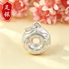 Colgante de Plata Pura 999 Donut 3D Cuerda Trenzada Hecha a Mano Pulsera de Cuentas Collar Accesorios de Plata Venta al Por Mayor