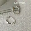Pendientes de Aro Lisos de Círculo de Plata de Ley S925 para Mujer, Diseño de Nicho, Pendientes de Aro Geométricos Estilo Minimalista Cool