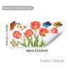 D20005 Tulipán Rojo Mariposa Pegatina para Ventana Pegatina de Cristal Visible por Ambos Lados Puerta y Ventana Sala de Estar Dormitorio Pegatina Decorativa