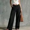 Colección nueva 2026 Amazon transfronteriza europea y americana: pantalones cómodos, de color liso, modernos, holgados, casuales, con cintura elástica, de pierna ancha para mujer