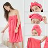 Venta al por mayor de fábrica Falda de baño sin tirantes para mujer adulta de forro polar de coral absorbente que no suelta pelo falda de baño envolvente gorro de ducha traje