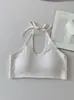 Camisole Dopamina de Verão Curta com Gola Halter e Bojos para Usar por Cima, Costas Bonitas, Corte Justo, Roupa Íntima Feminina Confortável e Respirável