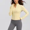 Jaqueta de Yoga Modeladora de Alta Elasticidade Outono Inverno Controle de Barriga Feminina Roupa Externa Esportiva Fitness Sensação de Pele Nu Respirável Manga Longa Top para Corrida