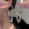 Pendientes de plata S925 con borlas largas, cuadrados, pequeños, elegantes y elegantes, de lujo, de alta gama, personalizados y combinables.