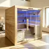 Habitación de sauna de infrarrojos lejanos con techo de cielo estrellado, habitación de sauna de funcionamiento eléctrico, habitación de sauna de terapia de calor con panel de cristal de carbono