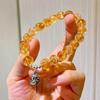 Plata 925 Alta Calidad 9-10mm Natural Hielo Transparente Micro-Algodón Citrino Pulsera Pulsera