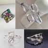 Anel de grupo embutido suporte vazio prata S925 multi-gema corte superfície ovo suporte 4x 6mm gema suporte embutido DIY