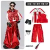 Roupas de Street Dance para Meninos Hip-Hop Outfits Modernos Infantis Marca de Moda Hip-Hop Roupa Infantil Roupa para Apresentação na Passarela de Couro Vermelho Brilhante para Meninos