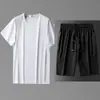 Conjunto deportivo de verano de secado rápido para correr, camiseta de manga corta, pantalones para hombre, ropa informal, talla grande, seda de hielo, dos piezas