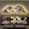 Nova Pintura Decorativa para Sala de Estar Estilo Chinês Rolo de Paisagem Pintura com Luz LED Pintura de Parede de Fundo para Sofá de Escritório Mural para Sala de Chá