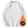 Suéter de trabajo de cuello redondo gris oscuro de rebajas, suéter liso de color sólido, suéter casual holgado para pareja, top de trabajo grueso con forro polar para hombre