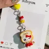 Cadena para Teléfono de Gato Tostada de Dibujos Animados 3D Colgante Lindo Ins Corazón Dulce con Cuentas Regalo para Mejor Amiga y Compañeros de Clase