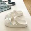 Zapatillas DIY Cerradas Azules Estrelladas Frescas y Juveniles para Verano, Zuecos Mary Jane de EVA para Viajes al Aire Libre para Mujer