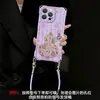 Adecuado para funda de teléfono Apple 17 Pro Max, iPhone 15 con cordón en las cuatro esquinas, 16 con diseño de calabaza de cien bendiciones, 13 con cuero chapado en oro, 14