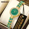 Pulseira Mokago de Liga Nova Relógio Colorido Cauda de Peixe Madrepérola Feminino À Prova D'água Diamante Luxo Leve Relógio de Quartzo