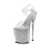 Zapatos de Plataforma de Moda para Mujer de 20 cm Transfronterizos con Lentejuelas Sexy Europeos y Americanos Tallas Grandes de Cristal Muy Altos Pasarela Club Nocturno
