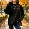 Otoño Invierno 2026 Nuevo Amazon Transfronterizo Europeo y Americano Sudadera de Cuello Medio Versátil Color Sólido Manga Larga Sudadera con Capucha Top para Mujer
