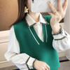 Chaleco de Punto Otoño Chaleco Suéter Sin Mangas Corto Adelgazante Coreano Suelto Abrigo Chaleco Exterior para Mujer