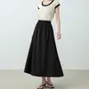 Saia de terno feminina de verão 2026 novo estilo, saia midi casual de cintura alta de perna larga com design de guarda-chuva em A com drapeado