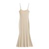 Vestido feminino de cor sólida, cintura justa, alça justa, novo vestido de quadril elástico com cauda de peixe, vestido longo Spice Girl, 2023