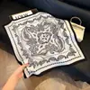 Lenço de seda com padrão espinha de peixe, lenço de pescoço respirável com estampa paisley, lenço quadrado decorativo, lenço pequeno vintage com blocos de cor para viagem