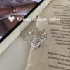 Joyería Coreana Estilo Ins Anillo de Plata Esterlina 925 con un Anillo Abierto de Lazo Calado Único y Sofisticado para Mujer para Usar Apilado