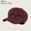 Boina Octogonal de Gamuza Retro Versátil Coreana para Mujer, Moda Otoño e Invierno, Gorra de Pato Octogonal, Cálida y Favorecedora para el Rostro, Gorra de Periodista