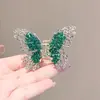 Presilha de Cabelo Pequena Garra Retro Hueca Borboleta de Alto Padrão Estilo Coreano, Nova Presilha de Cabelo com Strass Verde para Meio Preso na Parte de Trás da Cabeça