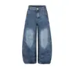 Jeans de Pierna Ancha Lavados Estilo Callejero Americano Marca Oso Mágico Producto Nuevo: Corte Holgado, Bordado Único, Pantalones Largos hasta el Suelo