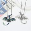 Colgante Retro Estilo Dragón de Dibujos Animados con Goteo de Aceite Moda Europea y Americana Collar de Pareja Animal con Incrustaciones de Diamantes Broche Suministro Transfronterizo